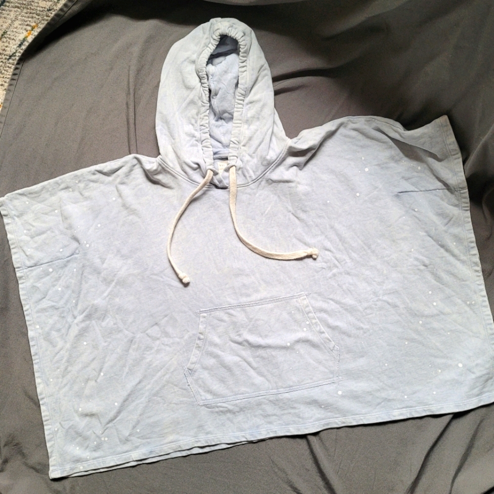 Sol Angeles | Light Blue Sweatshirt Poncho Hood S